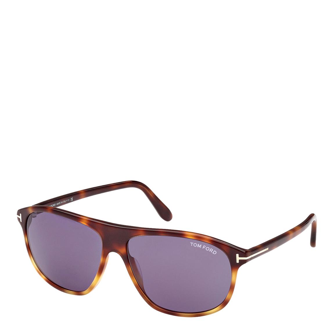 Men's Havana/Blue Tom Ford Sunglasses 60mm main product photo