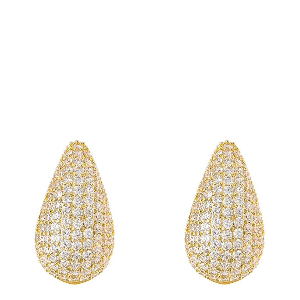 18K Gold Pave Tear Drop Post Earrings main product photo