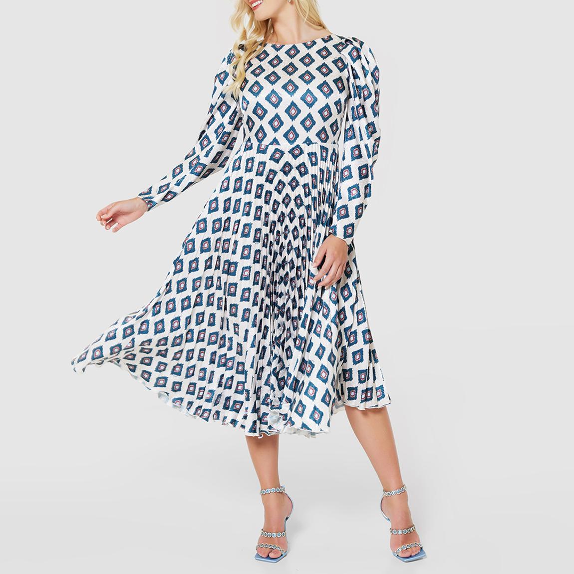 Ivory Print Pleated Dress main product photo