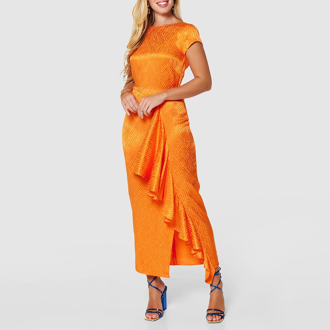 Orange Jacquard Print Pencil Dress main product photo