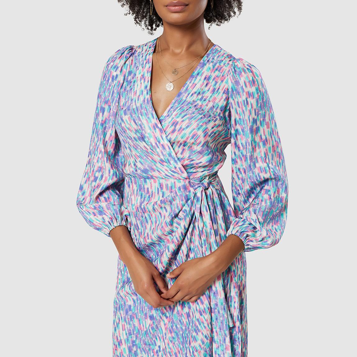 Lilac Purple Print Wrap Mini Dress main product photo