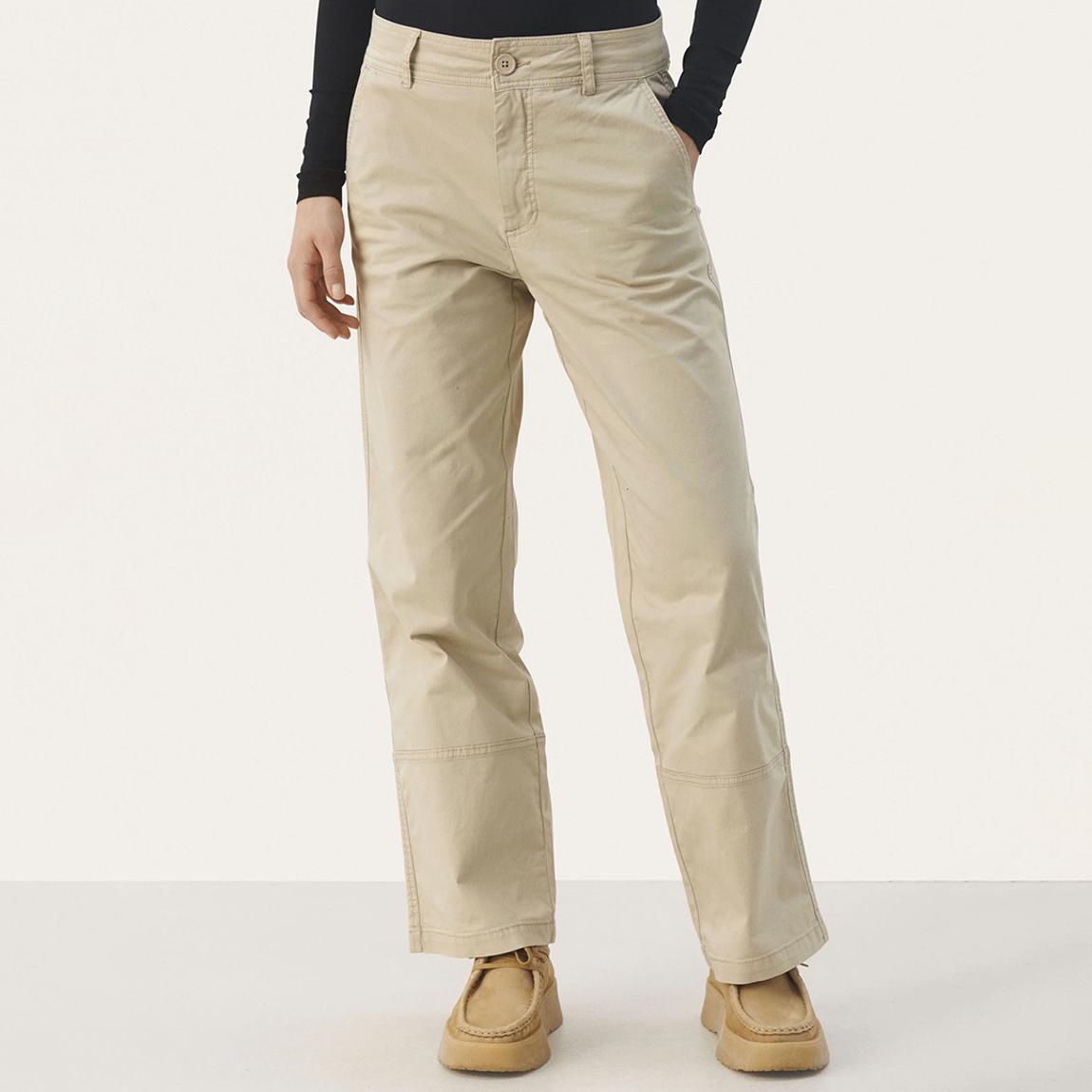 Beige Crestas Wide Leg Stretch Cotton Blend Trousers main product photo