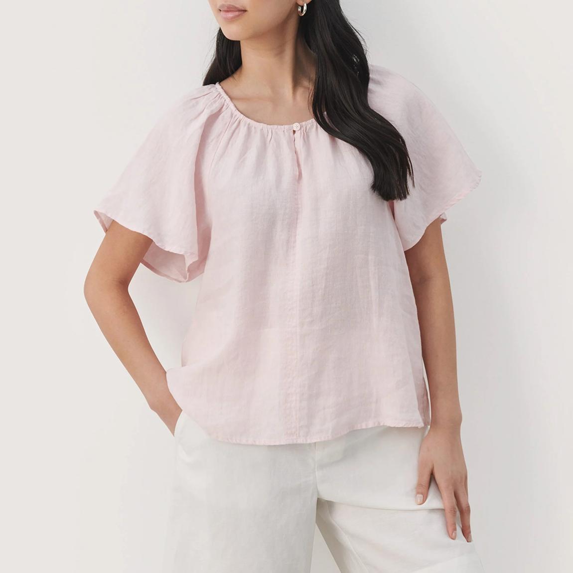 Pink Georgiana Linen Blouse main product photo