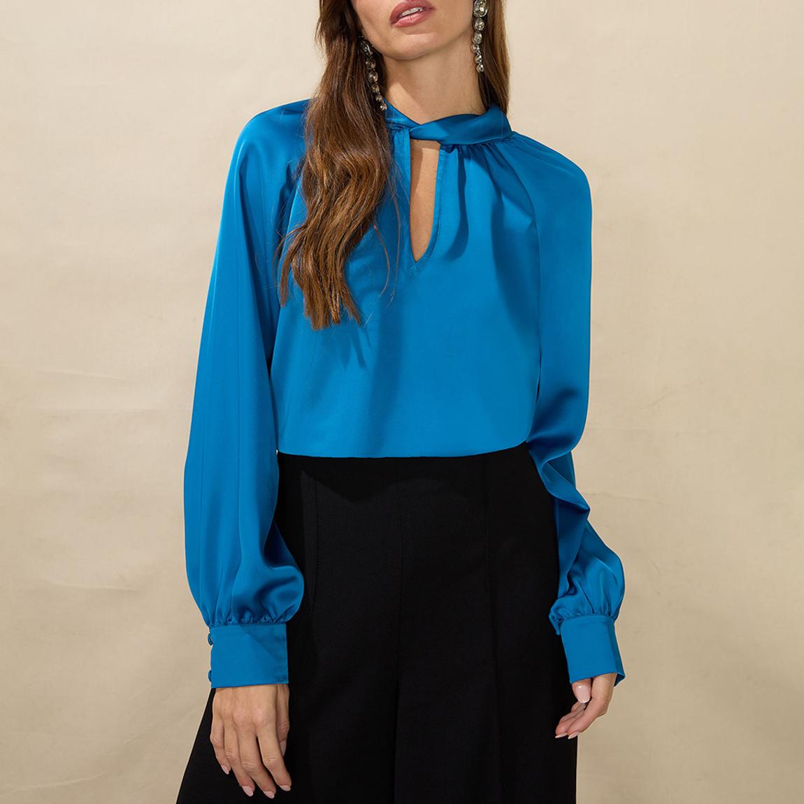 Blue Twist Neck Blouse main product photo