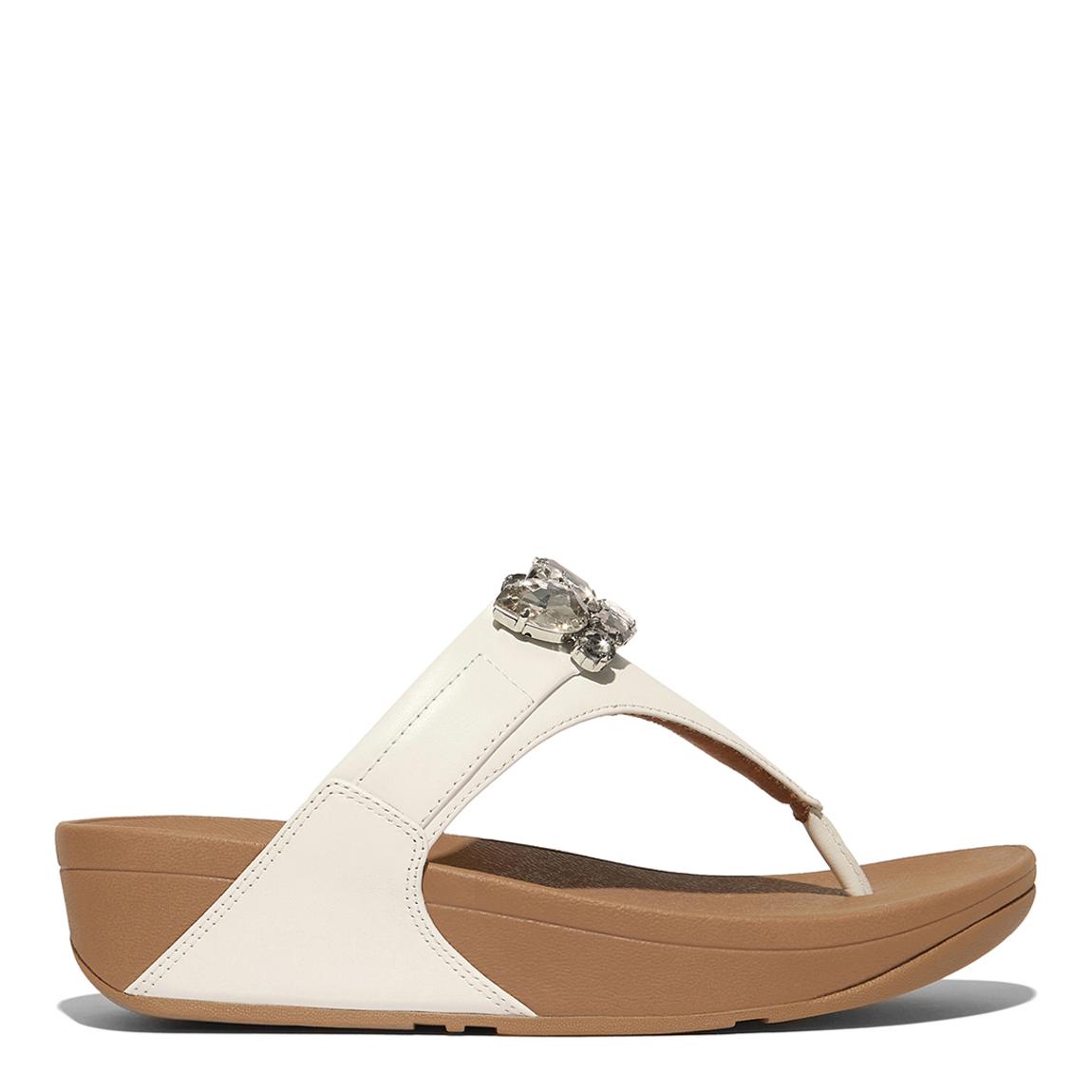 White Lulu Bejewlled Trim Toe Post Sandals main product photo