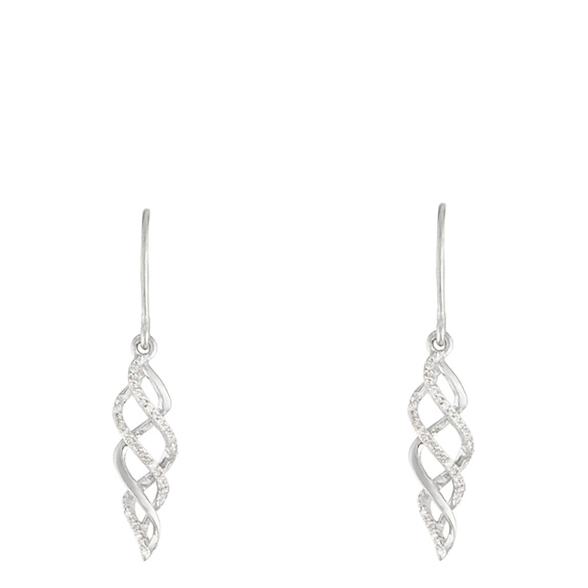 Silver Diamond Swirl Hanging Earrings main product photo