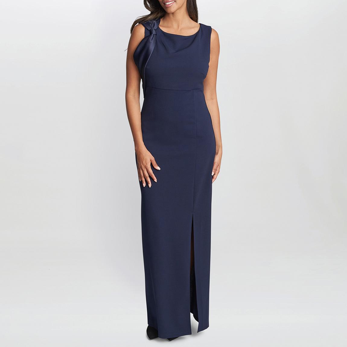 Navy Merle Bow Shoulder Maxi Dress main product photo