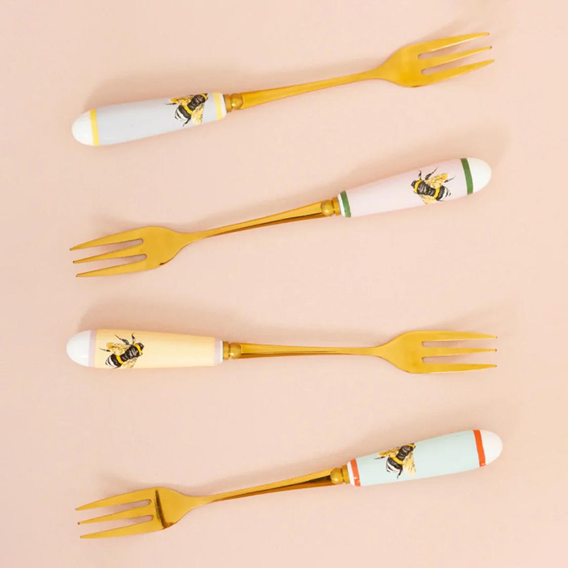 Set of 4 Bees Cake Forks main product photo