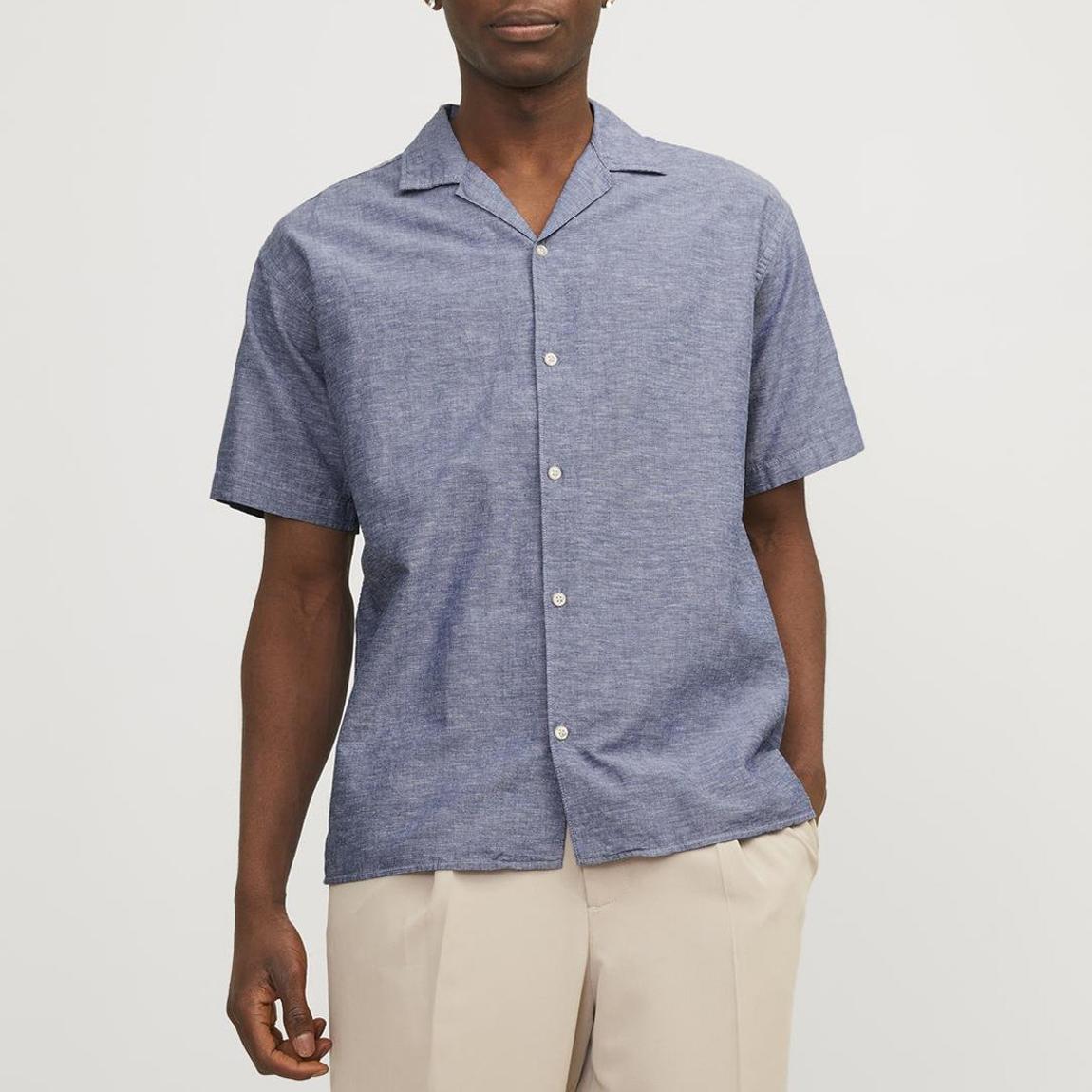 Faded Denim Short Sleeve Cotton Blend Shirt main product photo