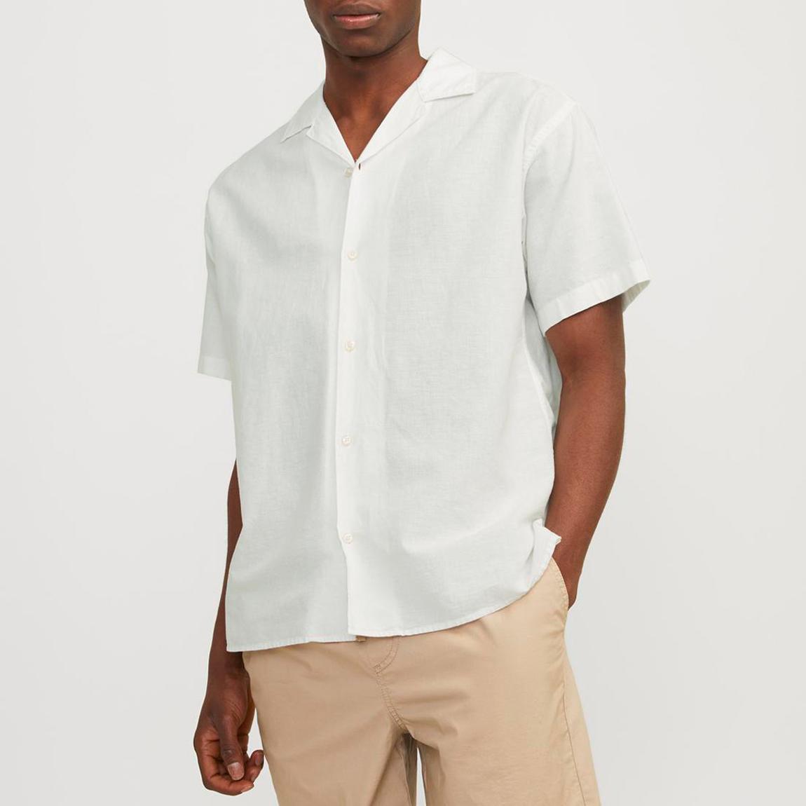 White Short Sleeve Cotton Blend Shirt main product photo
