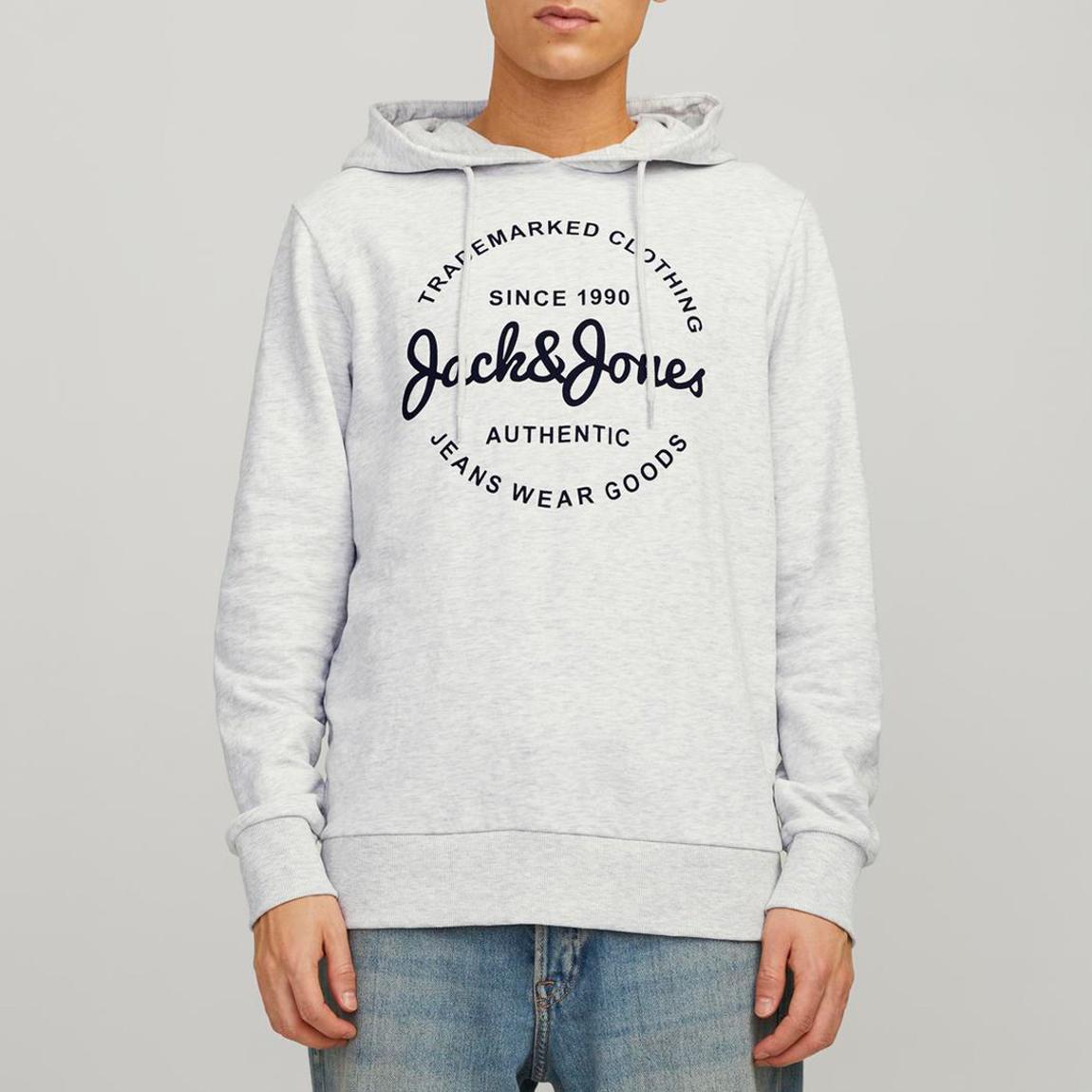 White Melange Cotton Blend Hoodie main product photo