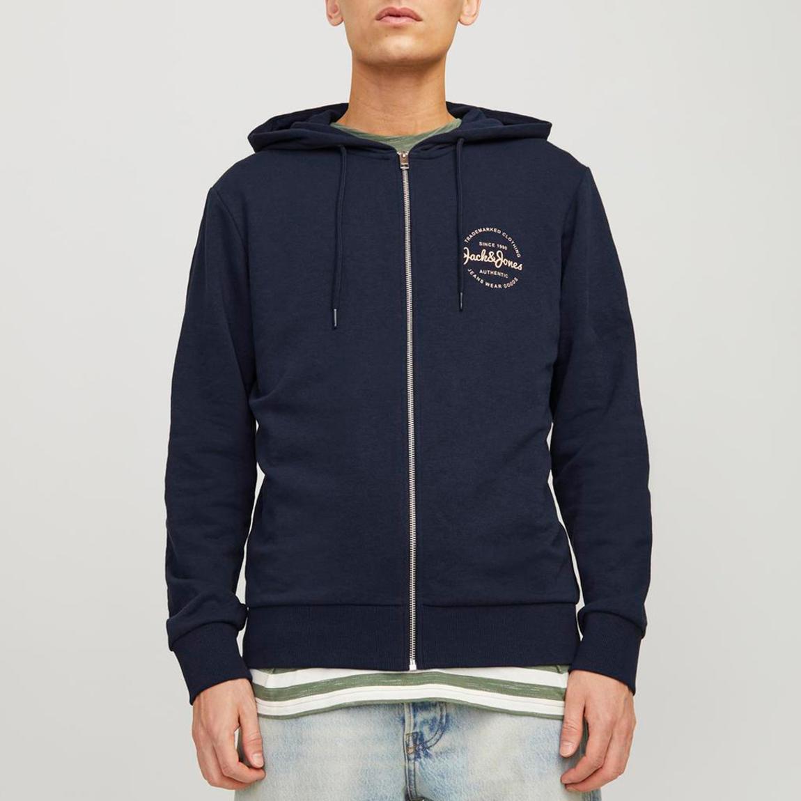 Navy Blazer Zipped Cotton Blend Hoodie main product photo
