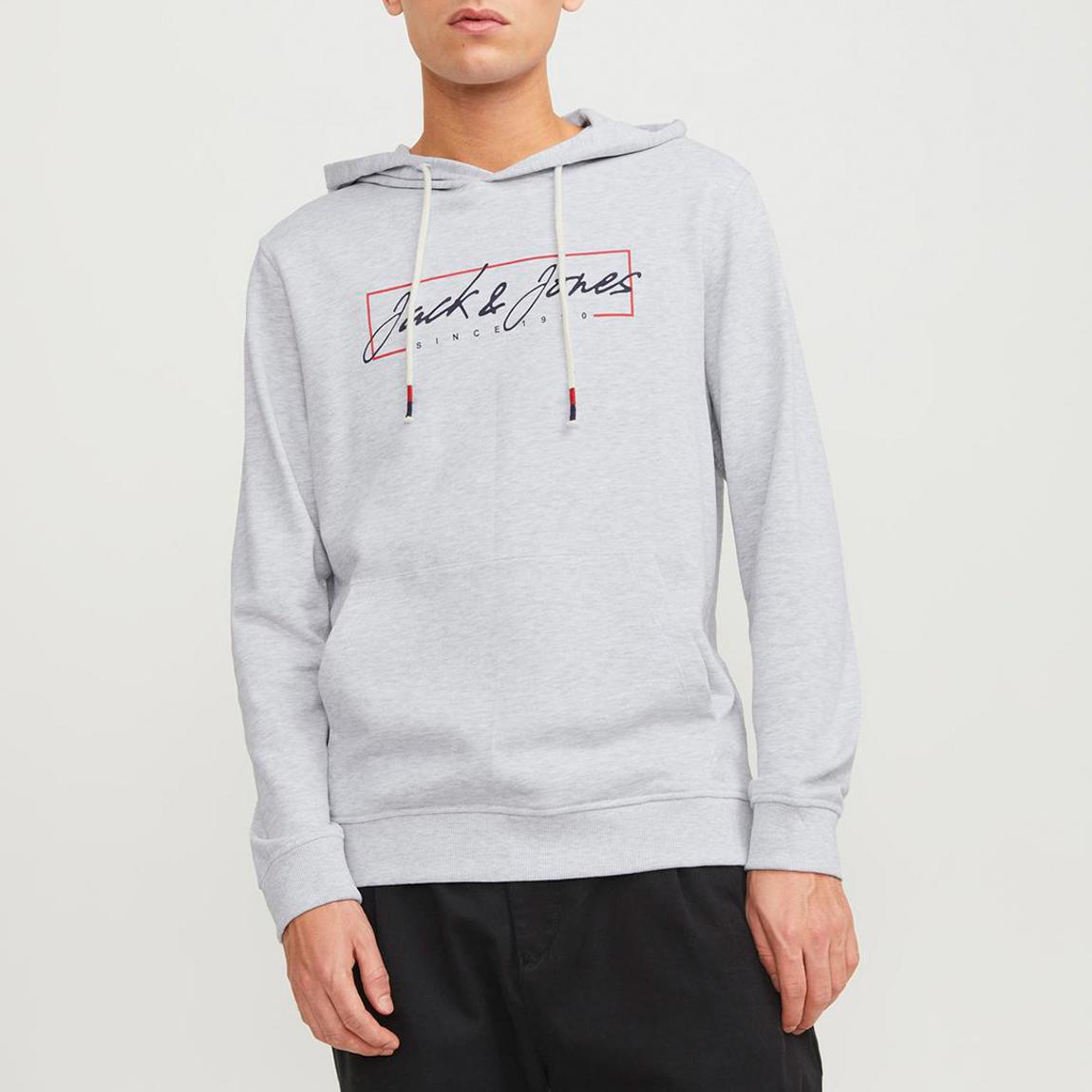White Melange Cotton Blend Hoodie main product photo