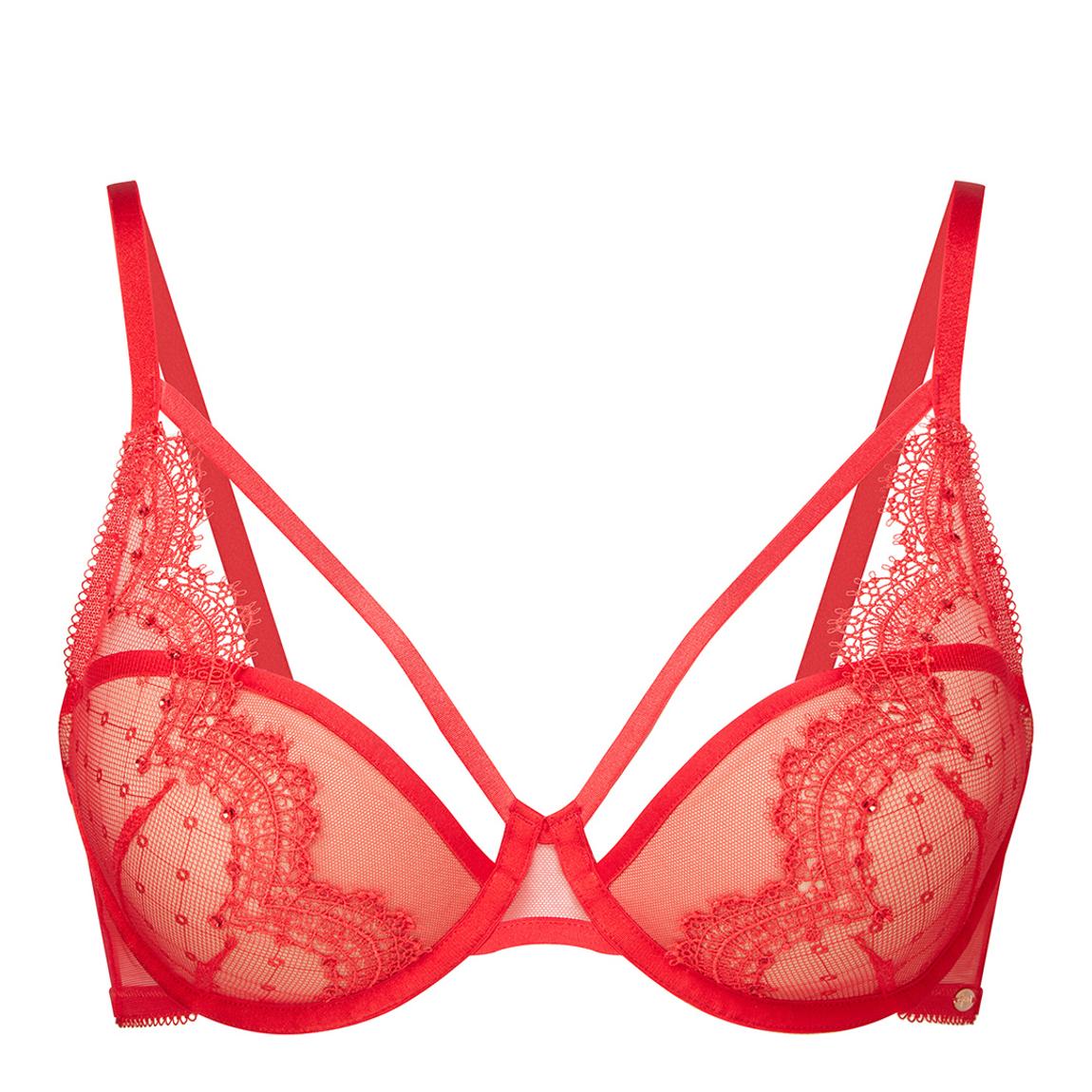 Red VIP Audacious Plunge Bra main product photo