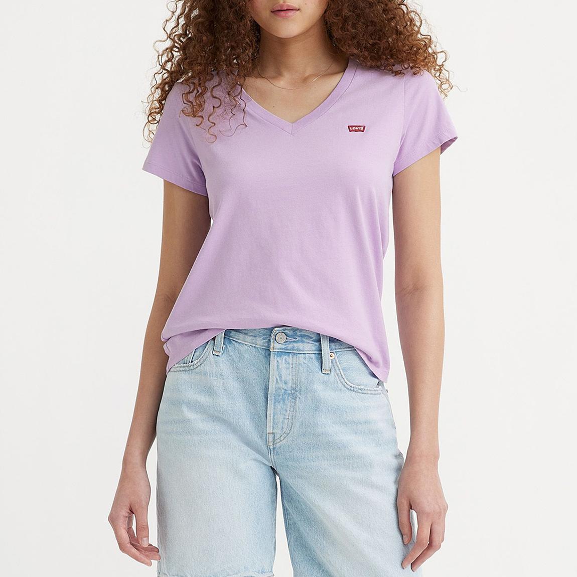 Lilac Perfect V-Neck Cotton T-Shirt main product photo