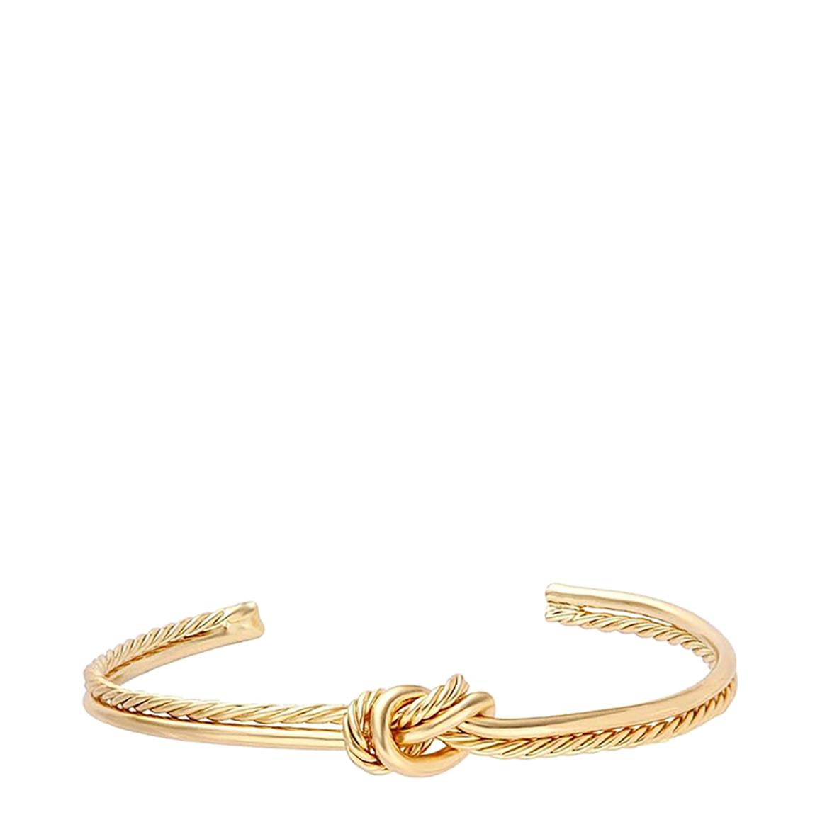 18K Gold Polished & Texture Knot Cuff Bangle main product photo