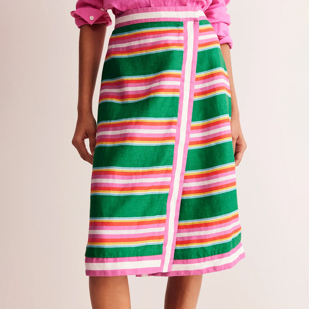 Pink/Green Linen Wrap Skirt main product photo