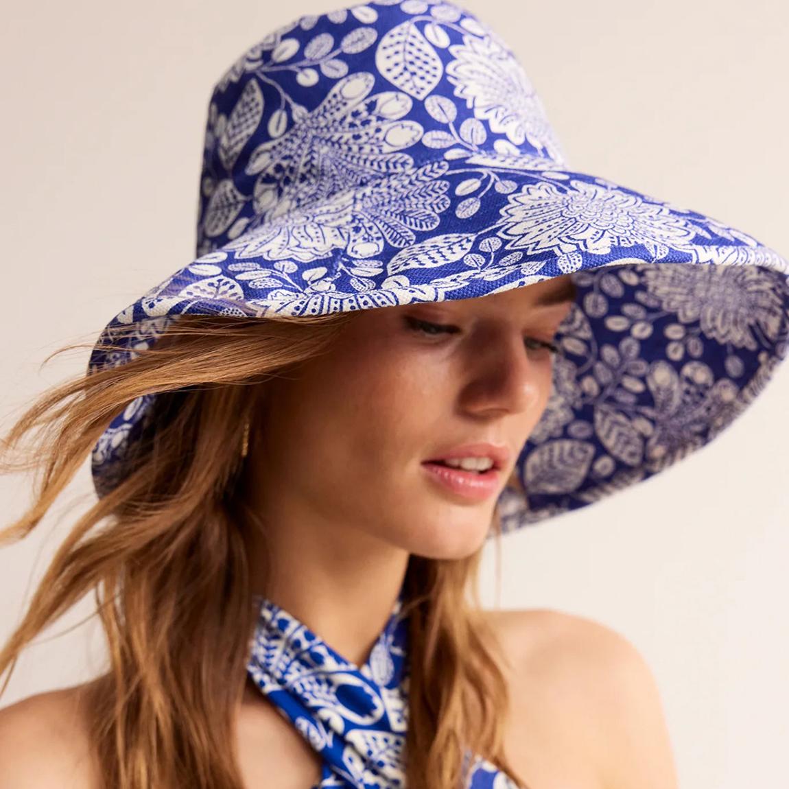 Blue Printed Cotton Bucket Hat main product photo