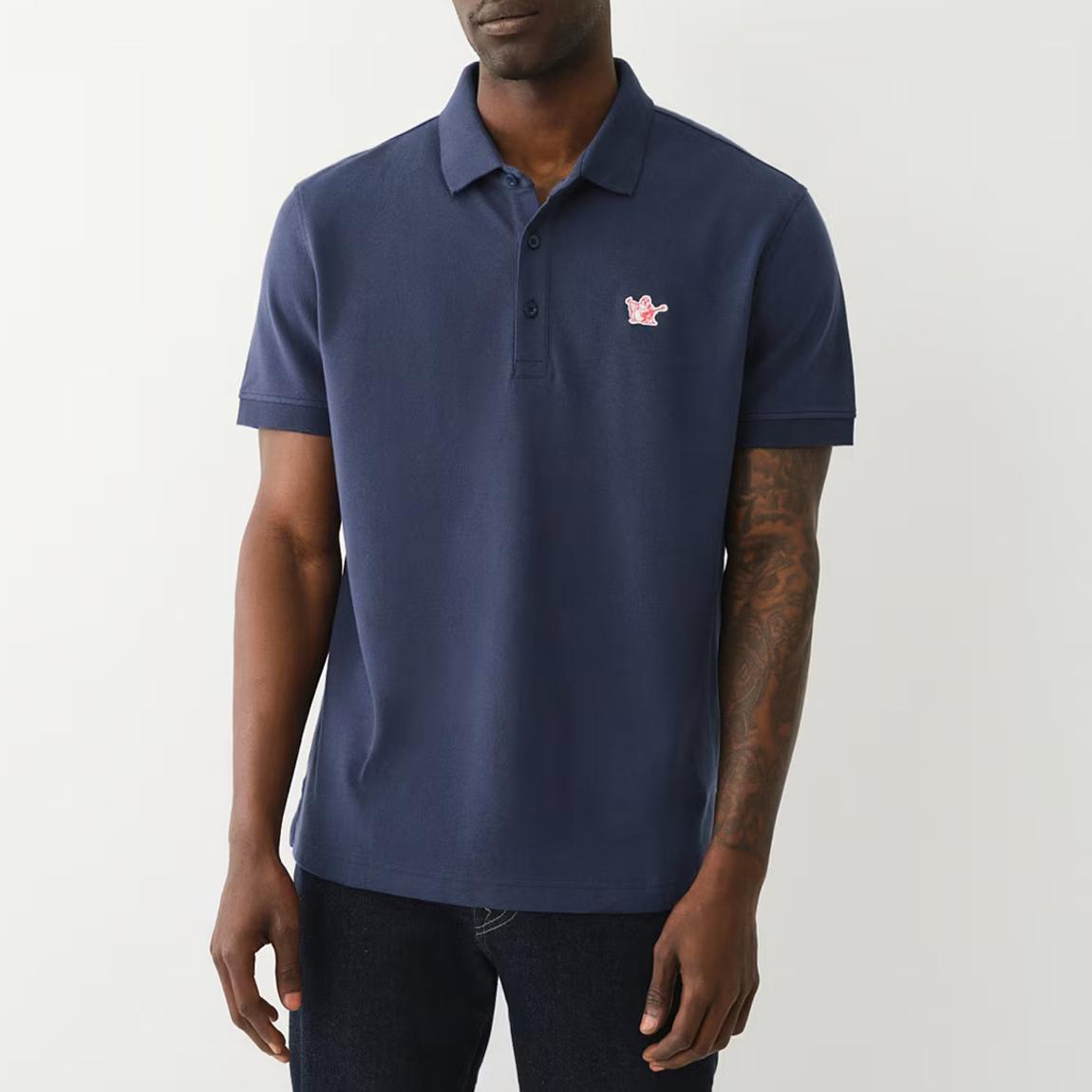 Navy Buddha Patch Logo Cotton Polo Shirt main product photo