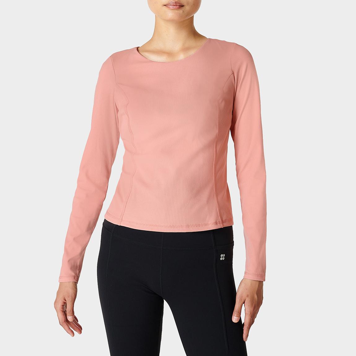 Dark Bloom Pink Super Soft Rib Yoga Long Sleeve Top main product photo