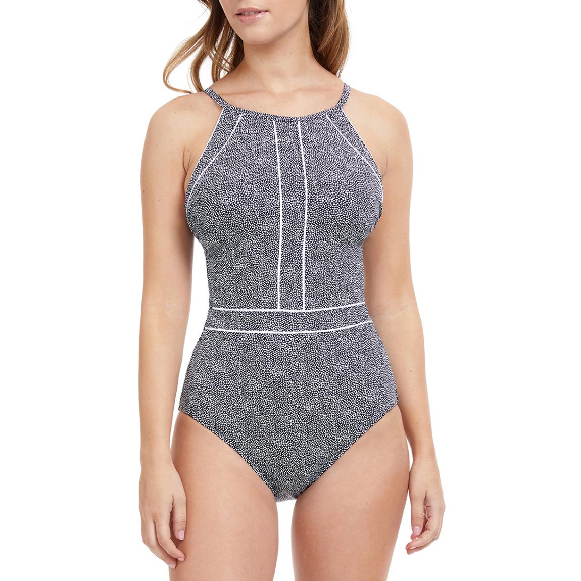 Black and White High Neck Swimsuit main product photo