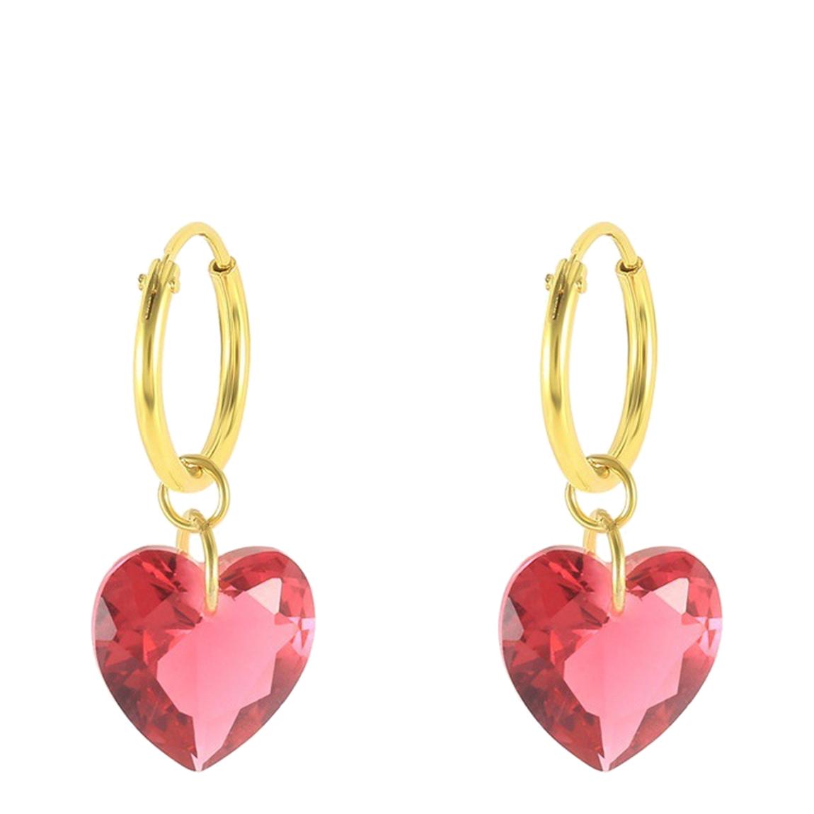 Gold/ Red Heart Hoop Earring main product photo