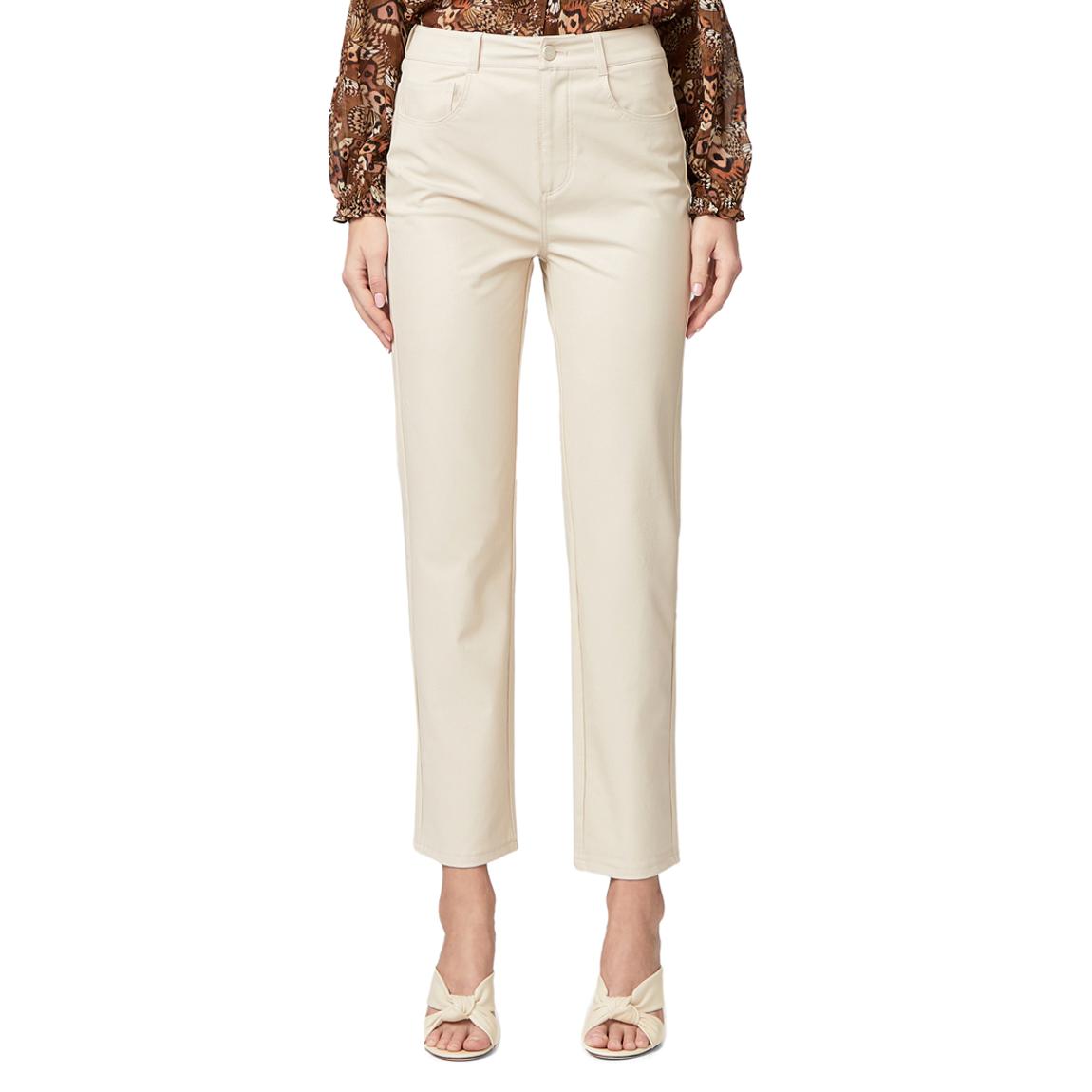 Cream PU Stella Straight Leg Trousers main product photo