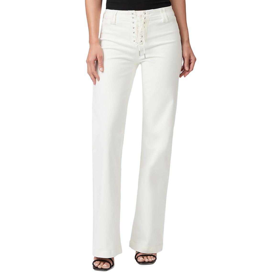 White Lace Up Leenah Straight Leg Jeans main product photo
