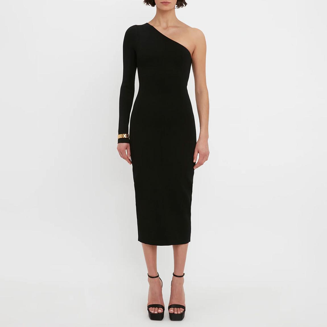 Black VB Body One Shoulder Midi Dress main product photo