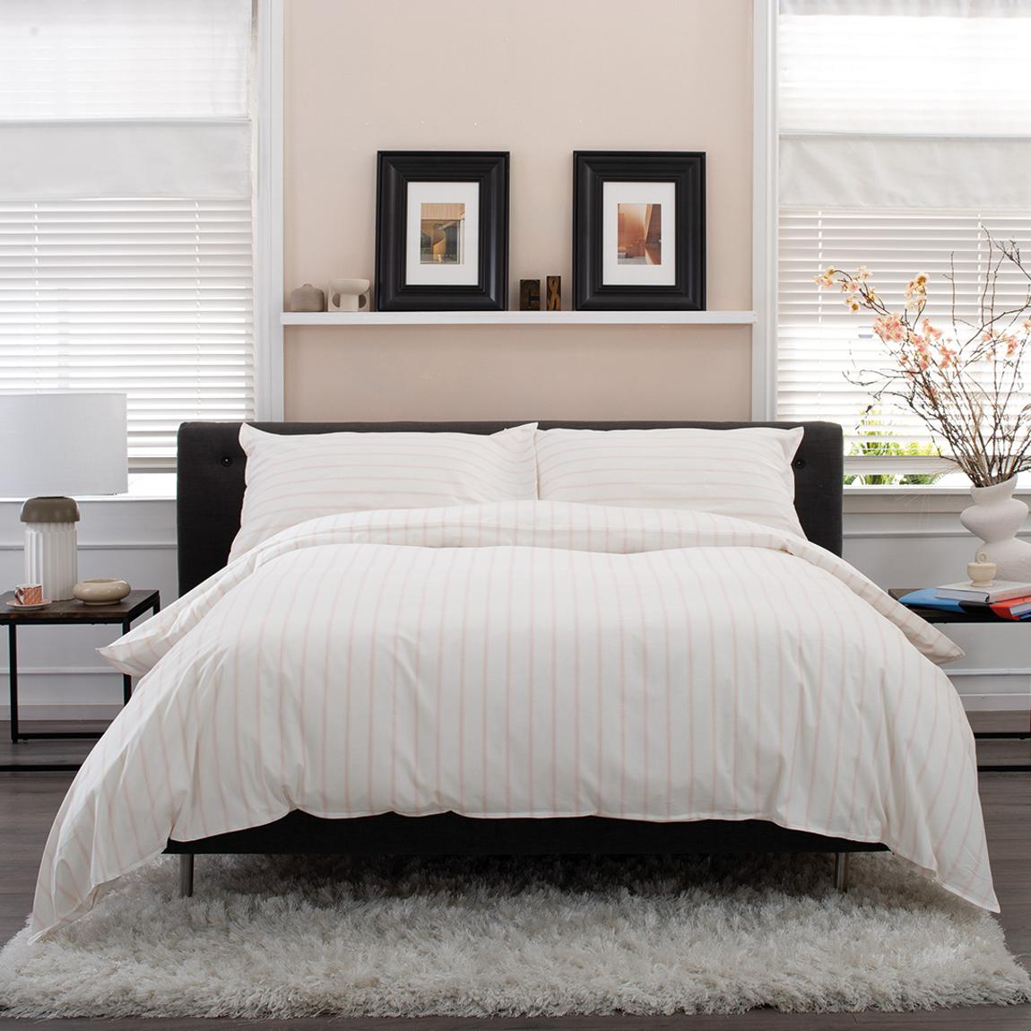 Linear Fall Double Duvet Set, Pink main product photo