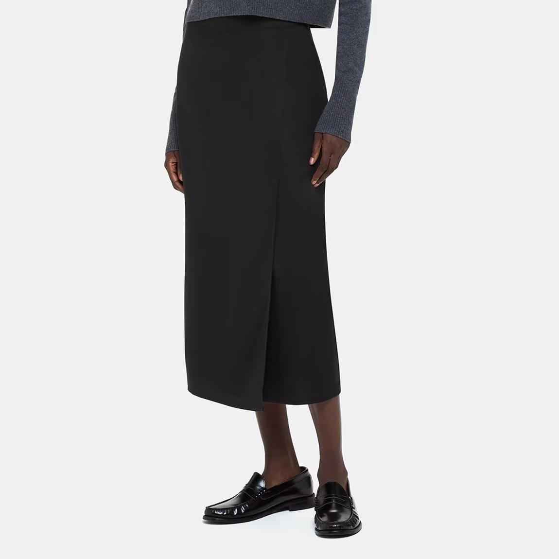 Black Olivia Wrap Midi Skirt main product photo