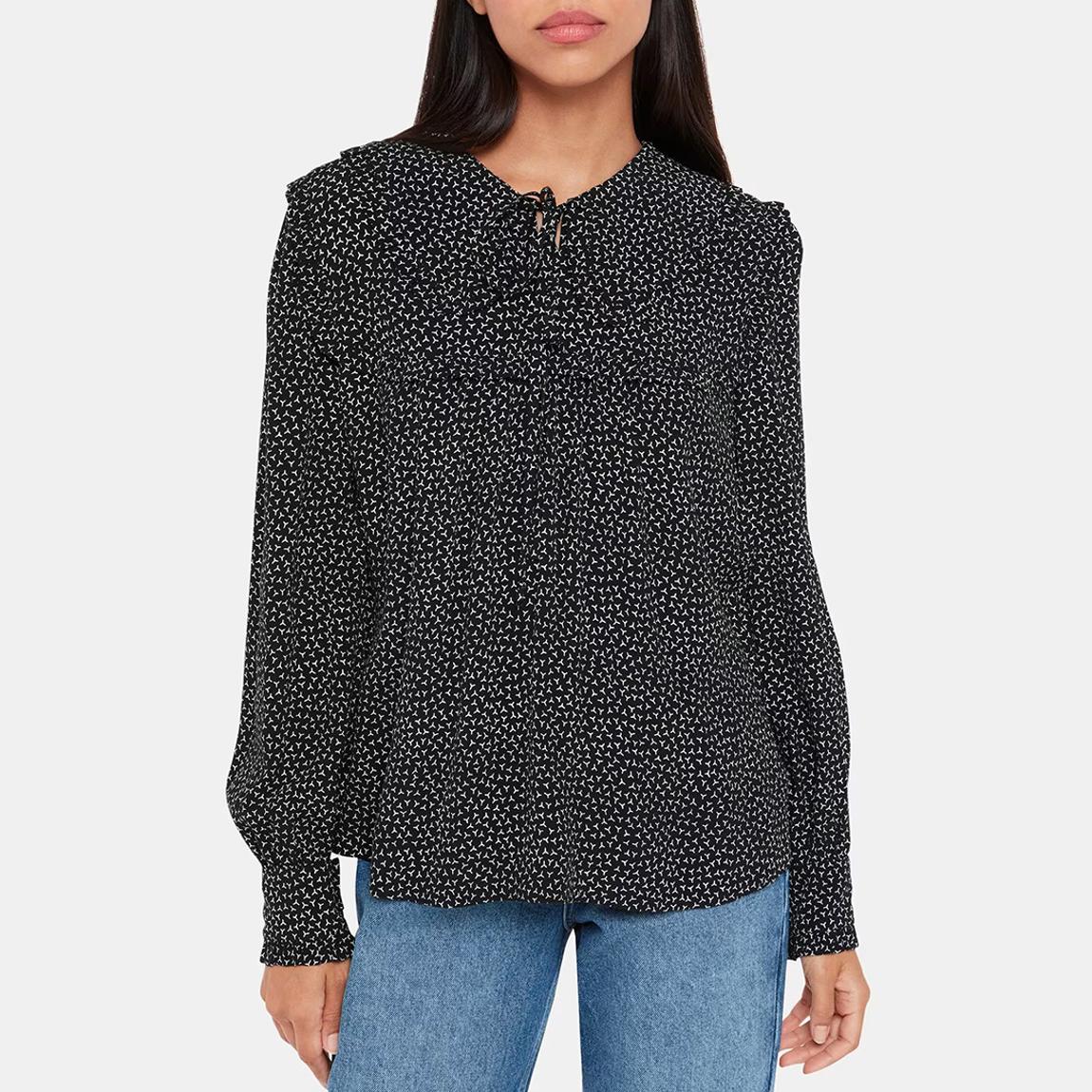 Black Printed Saskia Collared Top main product photo