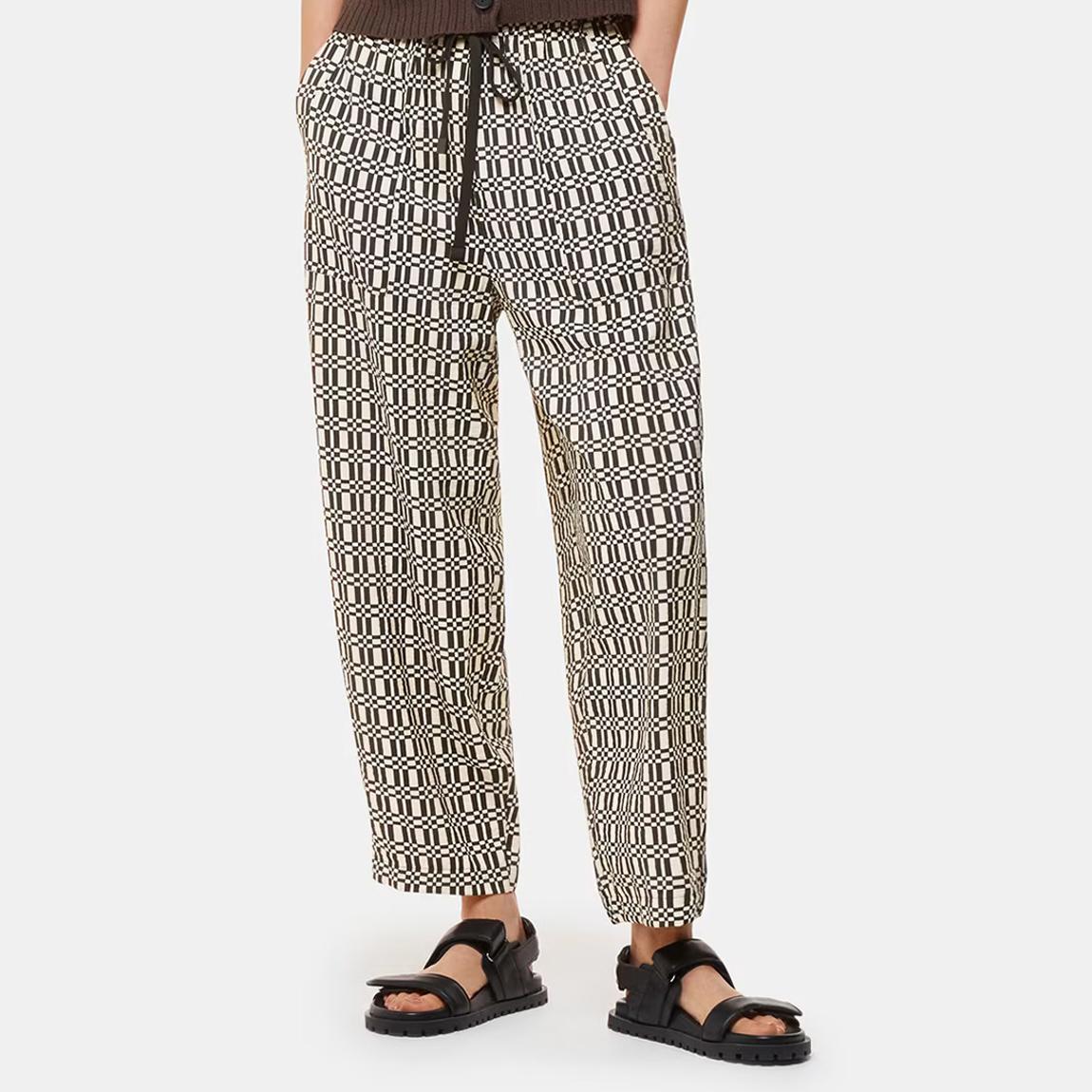 Black Check Print Relaxed Trousers main product photo