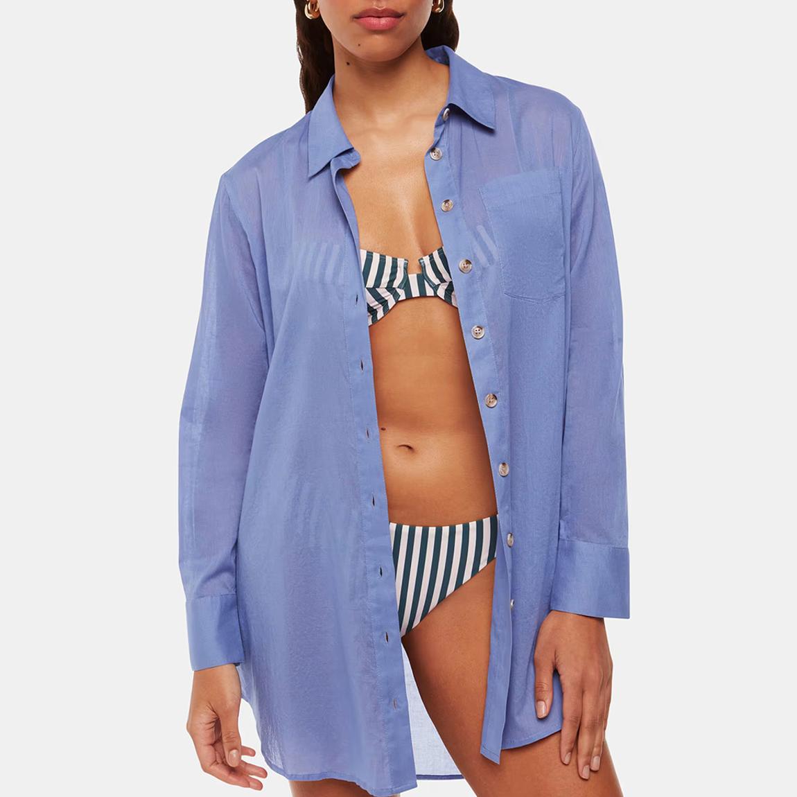 Blue Longline Cotton Beach Shirt main product photo