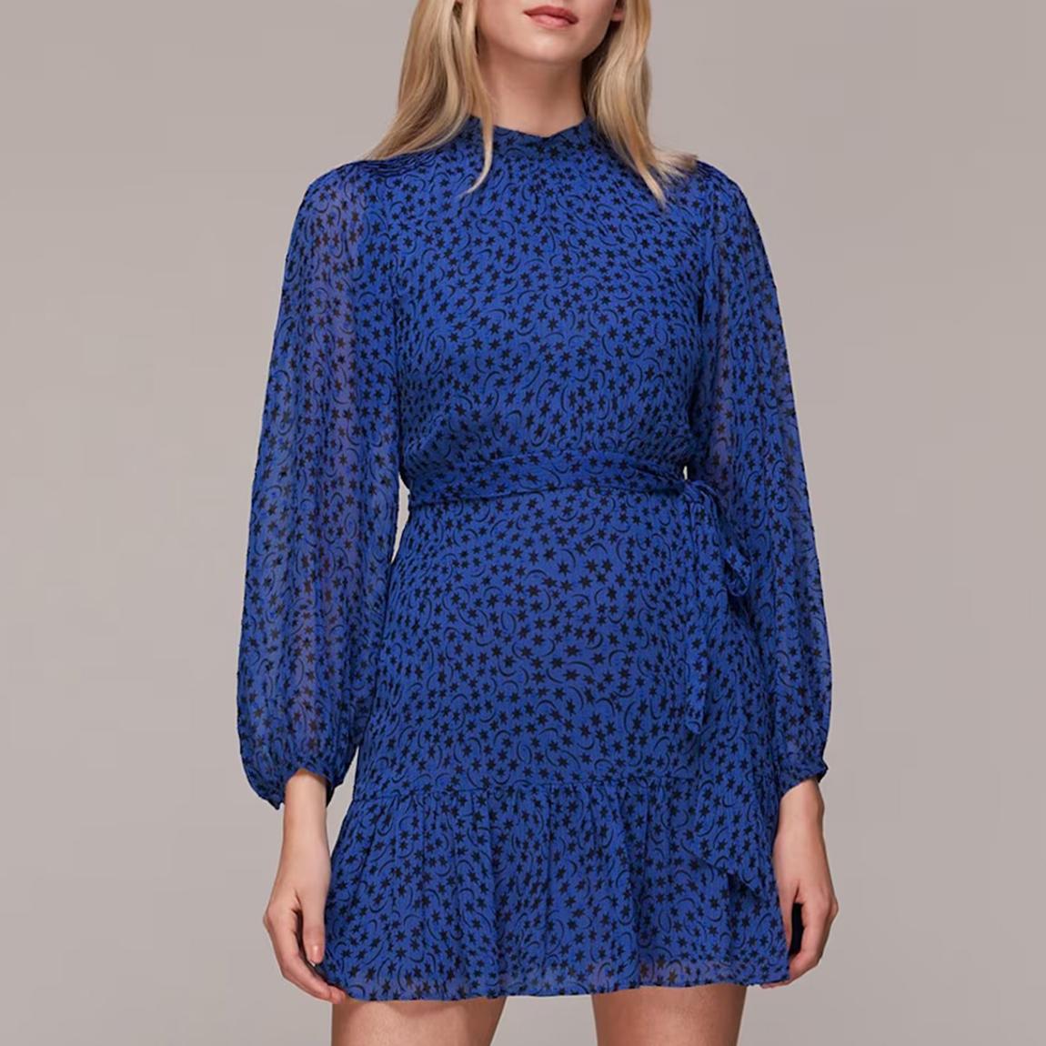 Blue Star Print Dobby Dress main product photo