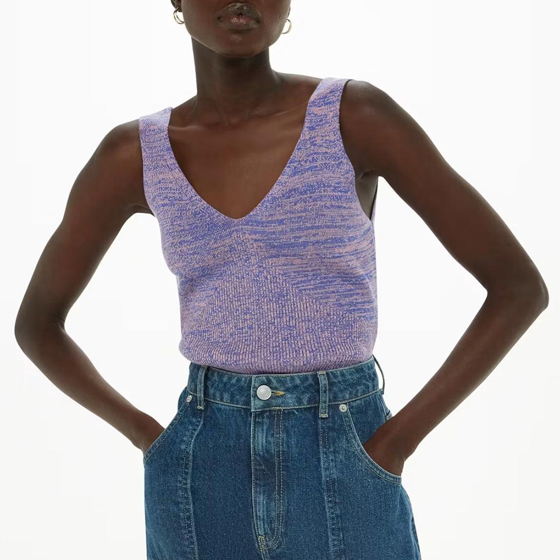 Blue Space Dye Cotton Blend Tank Top main product photo