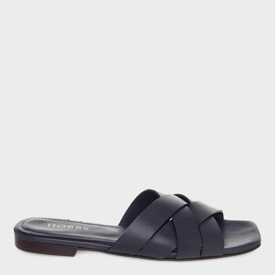 Navy Leather Annie Flat Sandal main product photo