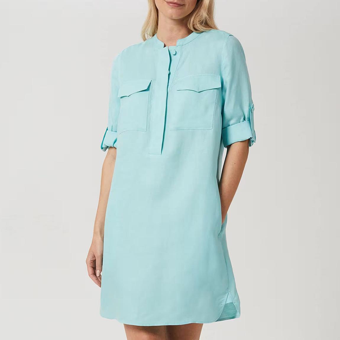 Blue Milla Linen Blend Dress main product photo