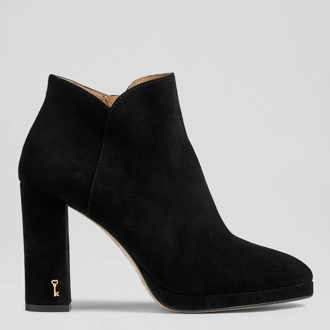 Black Sierra Suede Heeled Ankle Boots main product photo