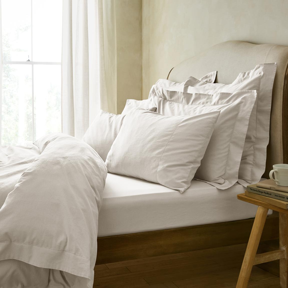 Premium Linen Superking Fitted Sheet, White main product photo
