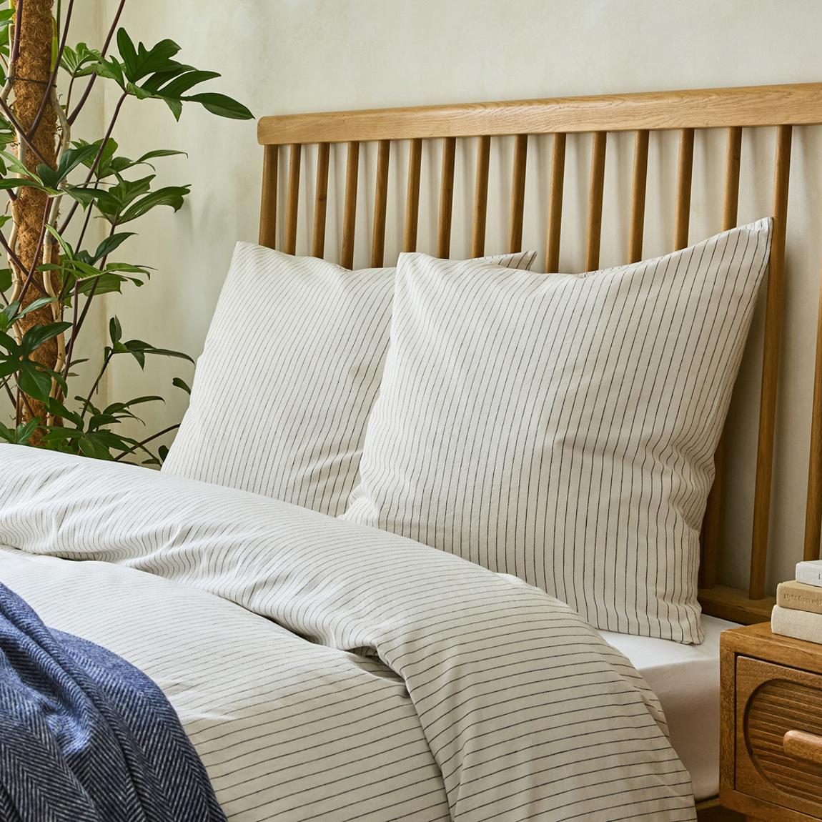 Linen Stripe Square Pillowcases, Charcoal main product photo
