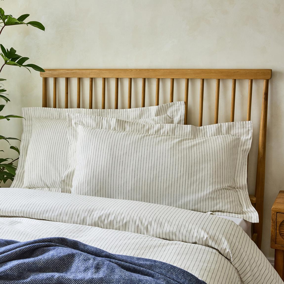 Linen Stripe Superking Oxford Pillowcases, Charcoal main product photo