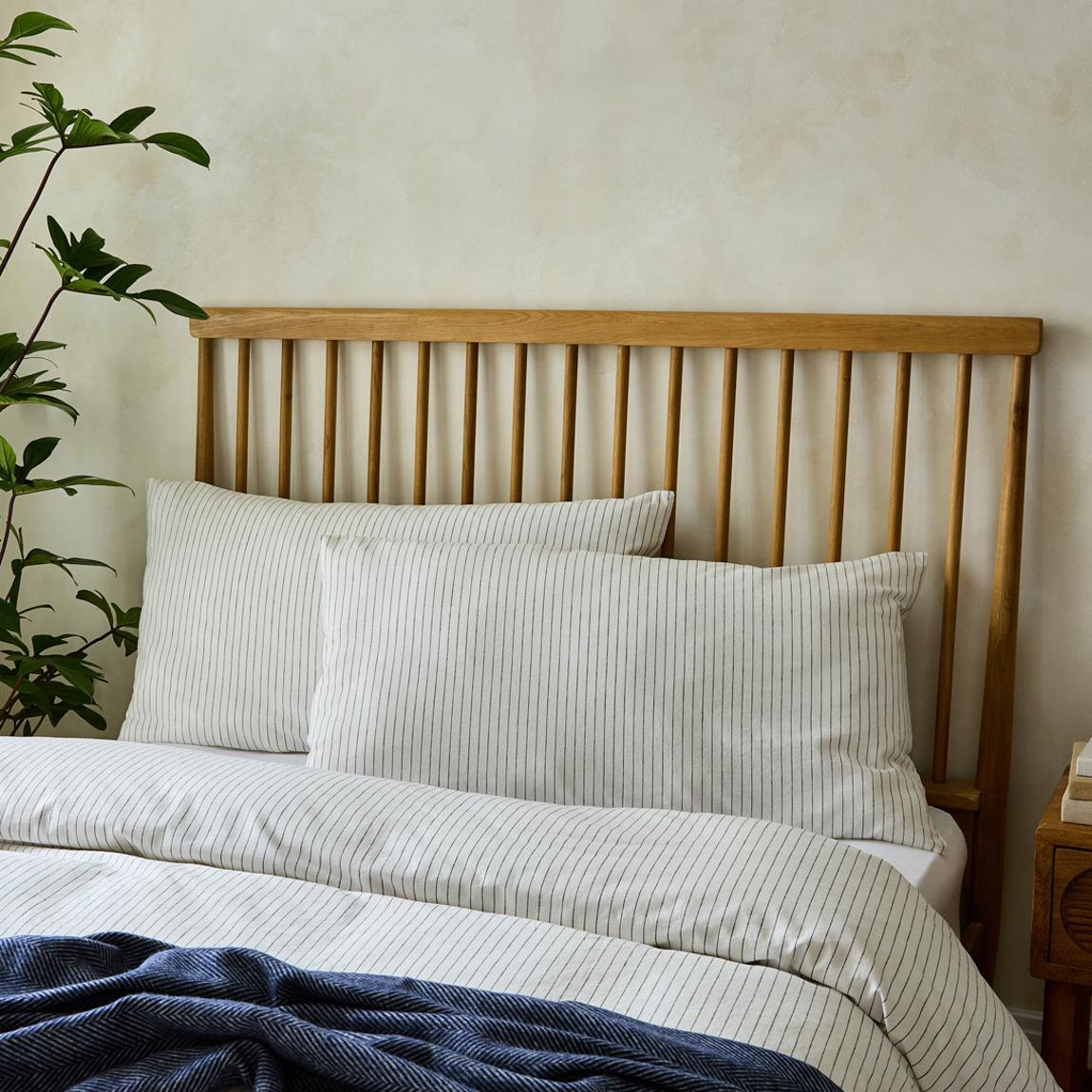 Linen Stripe Superking Housewife Pillowcases, Charcoal main product photo