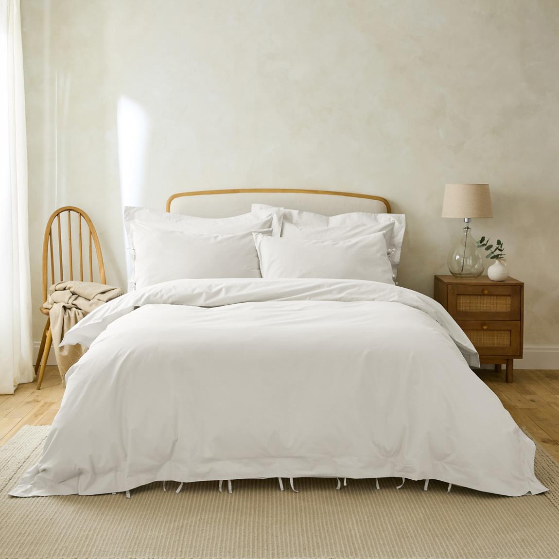 Essential Tied Hem Double Duvet Cover, White main product photo