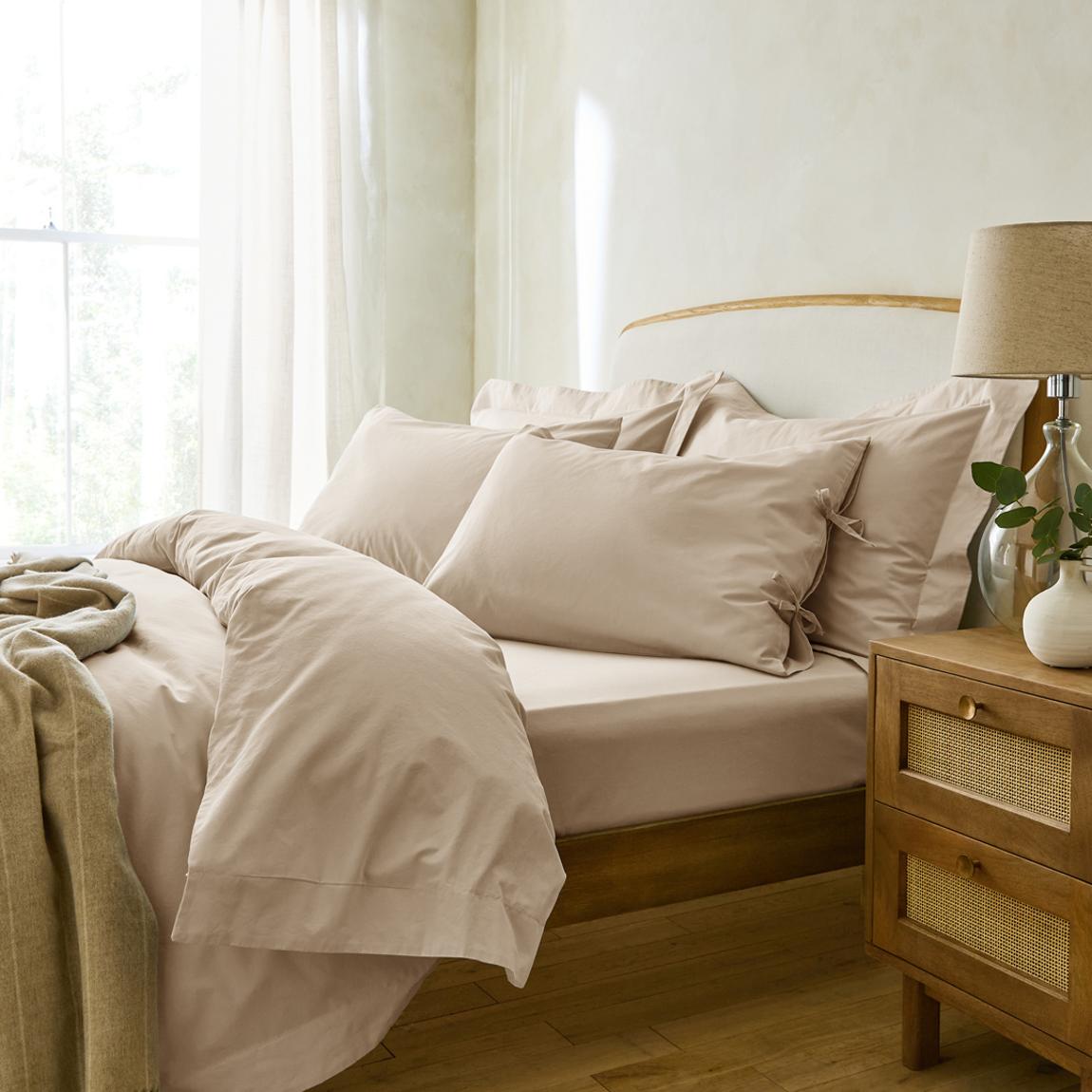 Essential King Fitted Sheet, Stone main product photo