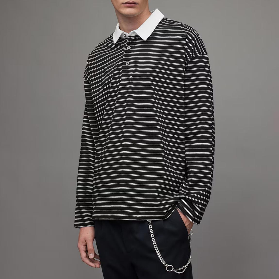 Black Ave Stripe Polo Shirt main product photo