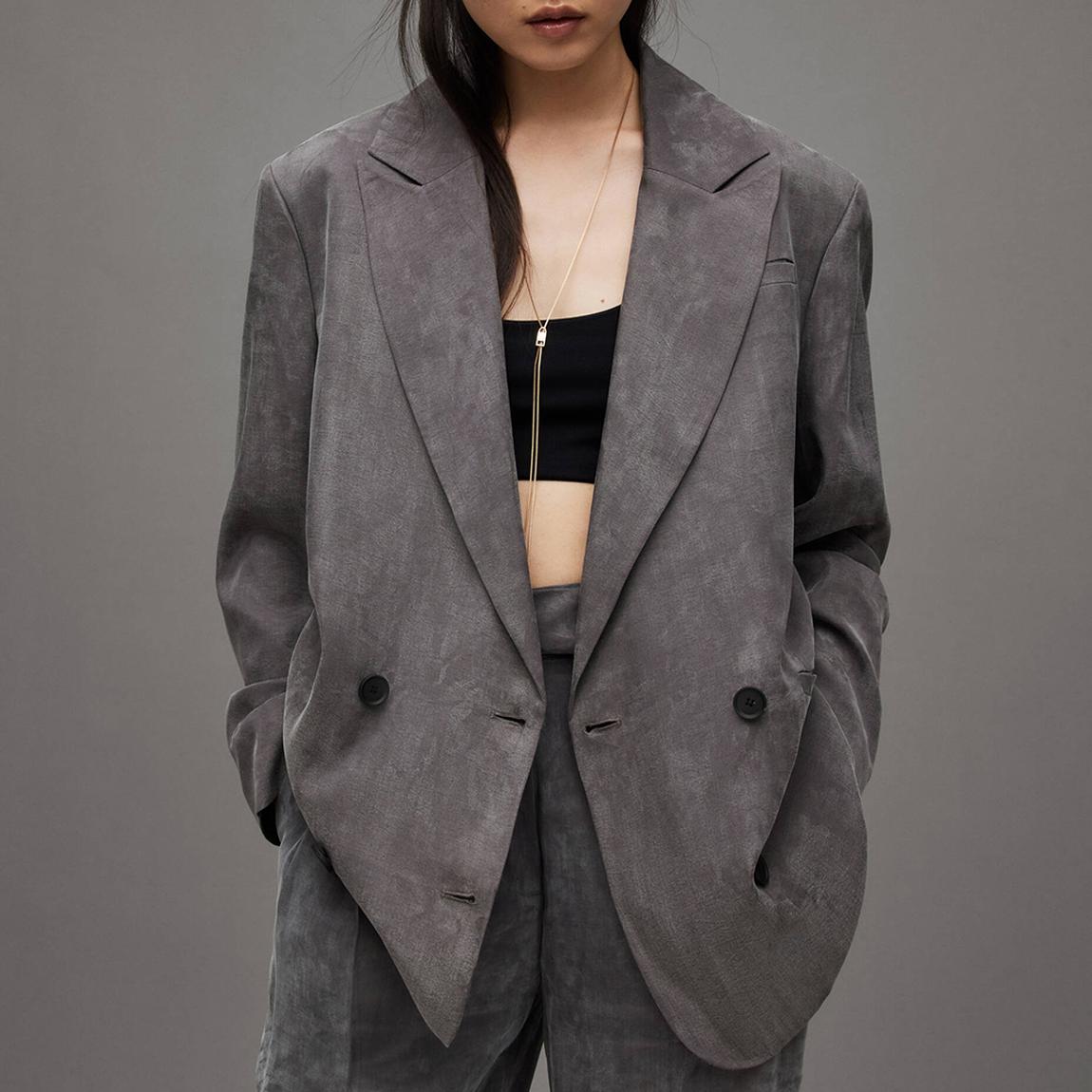All Saints Grey Elle Tailored Blazer - BrandAlley
