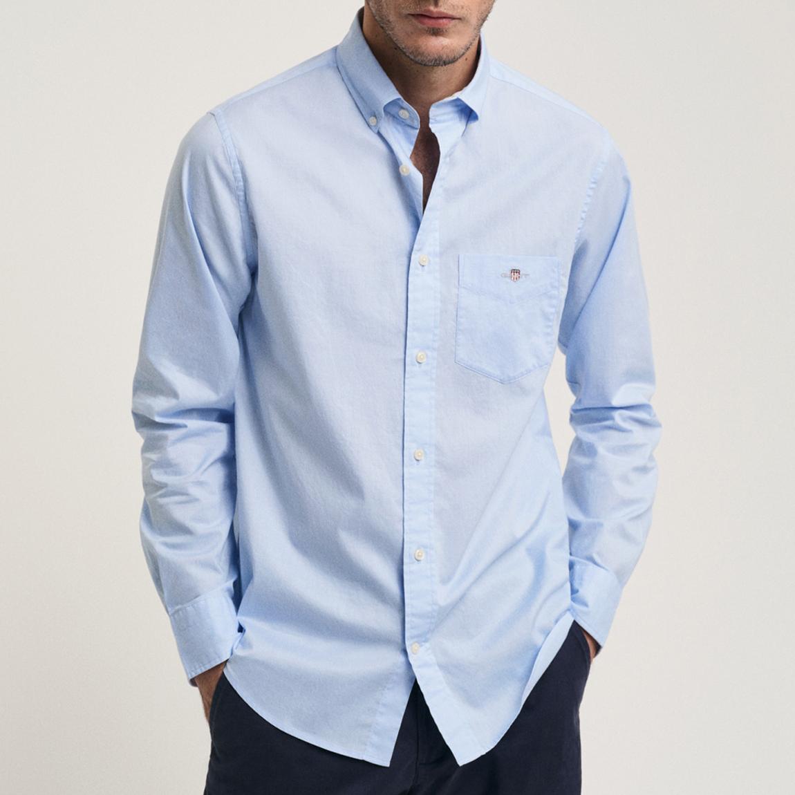 Pale Blue Regular Poplin Shield Shirt main product photo