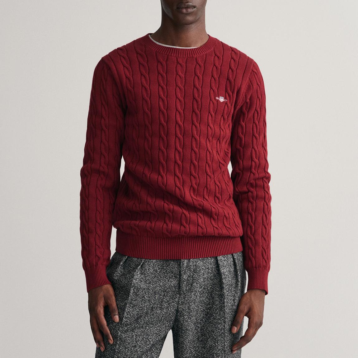 Red Cable Knit Crew Neck Cotton Jumper main product photo