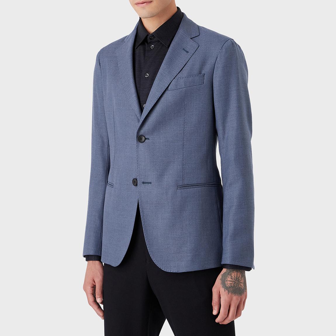 Blue Single Breasted Wool Blend Blazer main product photo